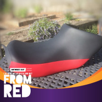 Motorcycle Vinyl Seat Painted From Black and Red with Vinyl Dye
